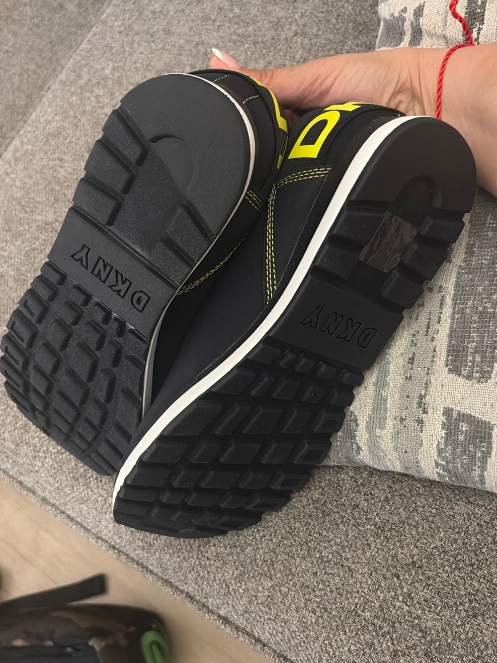 DKNY Black Slip-On Sneakers with Neon Yellow Accents new no box - Picture 6 of 7